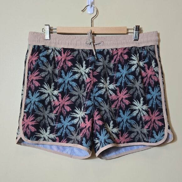 BRISIRA Swim Trunks Lined Shorts Palm Tree Island Vacation Mens 36 XL 4" Inseam - Picture 1 of 11